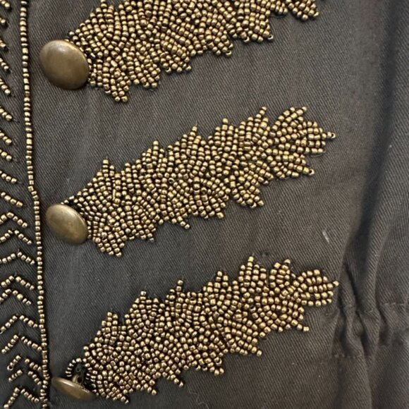 Zara Gold Beaded Military Vest, NWT, Olive Green, Size XS - Picture 7 of 13